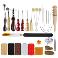 30pcs Leather Tool Kit Leather Working Tools Basic Leather Sewing Repair Kit Hand Sewing Needles Awl