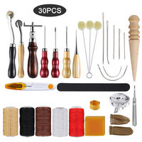 30pcs Leather Tool Kit Leather Working Tools Basic Leather Sewing Repair Kit Hand Sewing Needles Awl