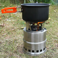 Portable Folding Windproof Wood Burning Stove Compact Stainless Steel Alcohol Stove Outdoor Camping Hiking Backpacking Picnic BBQ