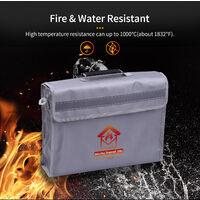 Fireproof Document Bag Large Size Fire & Water Resistant Money Bag Safety Box Zipper Closure with Shoulder Strap Storage Bag