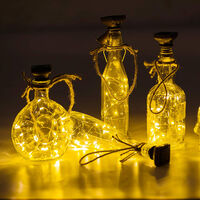 Square Solar Energy Light 2M20LEDs Wine Bottle Decor Copper Wire Lamp String