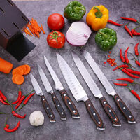 Homgeek 7 Pieces Cutting Tool Set with Block Kitchen Cutting Tool Set with German 1.4116 Stainless Steel Blade
