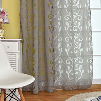 39 * 98 inches Polyester Semi-Blackout Grommet Top Window Curtain Panel Living Room Bedroom Hotel Voile Curtain Drape