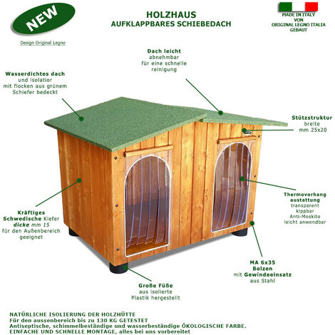 2024 HUNDEHÜTTE isolierte XXL MASSIV Hundehöhle Hundehaus wetterfet