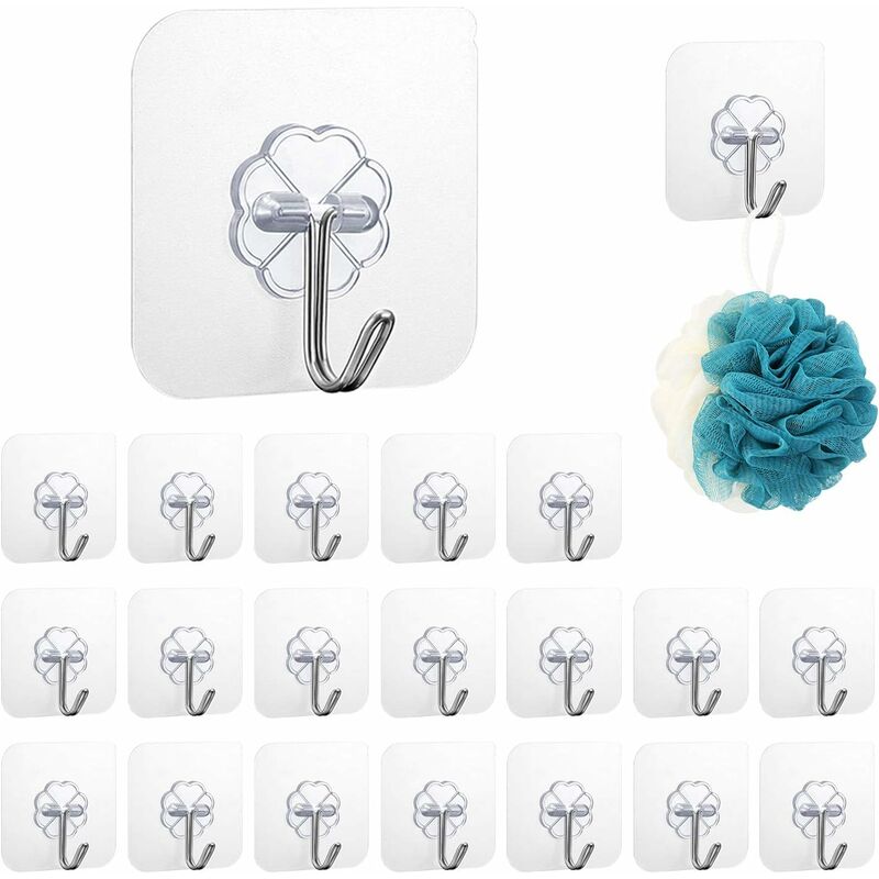 10pcs/pack Hanging Wall Hooks, Heavy Duty Adhesive Hooks, Removable Adhesive  Ceiling Hooks, Transparent Self-adhesive Shower Hooks, Waterproof Oilproof  Strong 22lb(max) Door Coat Hooks