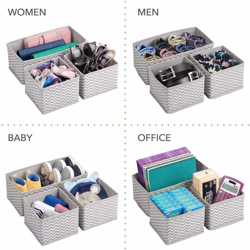 DIMJ 7 Pack Drawer Organisers, Foldable Storage Box Fabric Wardrobe Storage  Organiser Drawer Dividers Storage Cubes for Bras, Socks, Underwear, Ties
