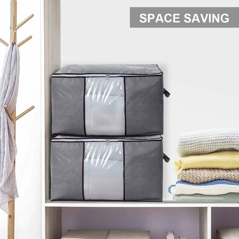 Clothes Storage Bag 84L Large Capacity Linen Duvet Storage Bag Breathable  Foldable Space Saving Luggage Bag for Quilt Blanket