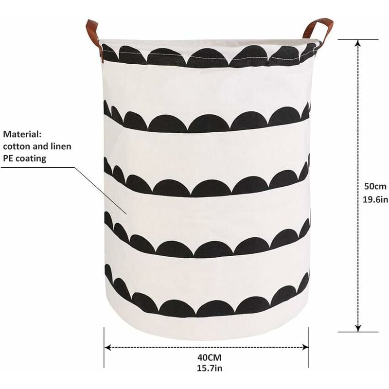 Large Laundry Basket With Durable Leather Handle, Thickened Waterproof  Drawstring Round Collapsible Laundry Hamper, Dirty Clothes Storage Basket  For B