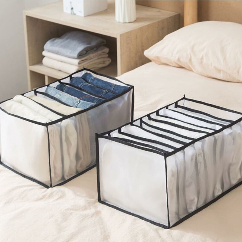 NORCKS 3PCS Clothes Storage Boxes Drawer Organizer Jeans Storage Box  Foldable Transparent Drawer Insert Wardrobe Organiser for Trousers Jeans  Clothing Underwear Baby Clothes Bra Socks Ties