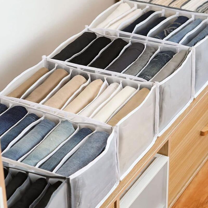 Foldable Clothes Storage Bins Wardrobe Closet Organizer with Clear Window  Jeans Sweaters Pants Underwear Container Box