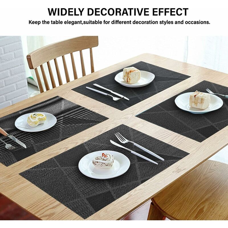 Anqidi 4Pcs Non-Slip Placemats Washable PVC Placemats and Coaster Sets Gray  Heat-Resistant Table Mat 18x12