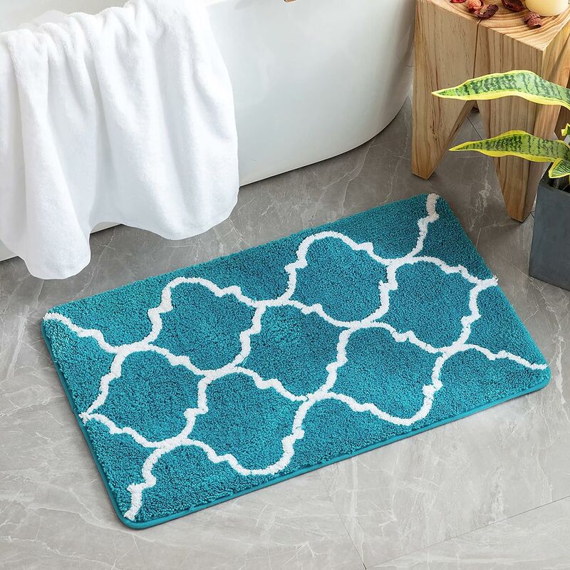 Turquoise Bathroom Rug Non Slip Chenille Bath Mat for Bathroom Thick Plush  Rugs for Shower Shaggy Bathroom Mat Machine Washable Bath Rug Perfect for Bathroom  Tub Mat, Size 47 X 17, Turquoise