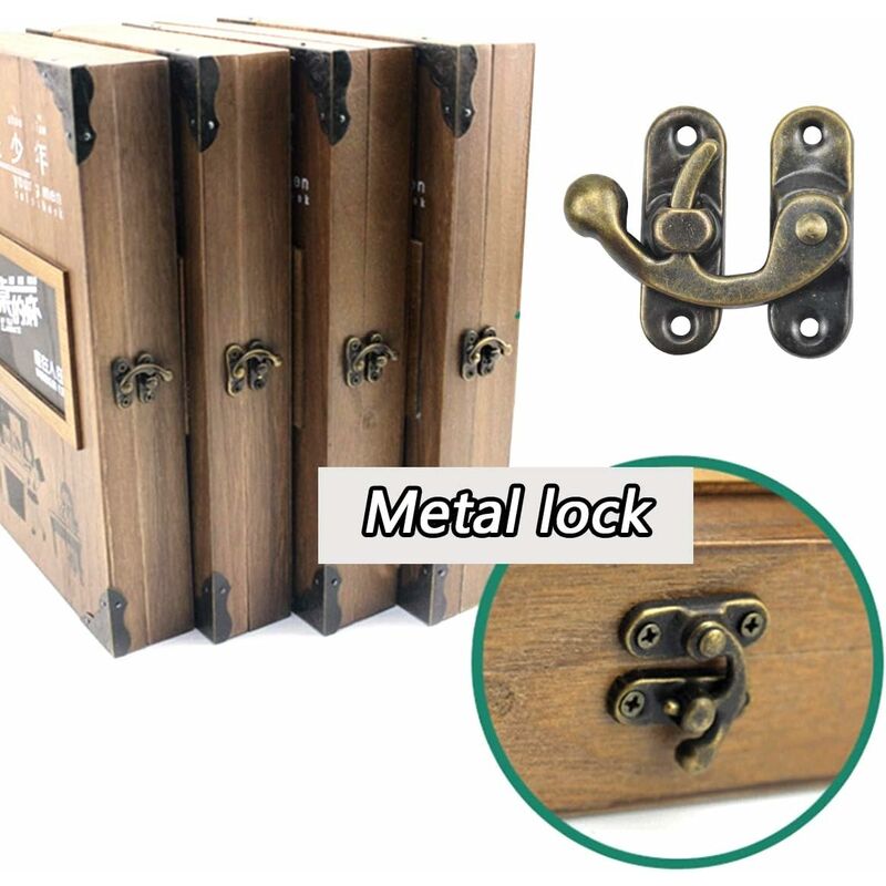 NORCKS 50 Sets Antique Right Latch Hook, Bronze Tone Hasp Horn Lock, Small Latches  for Wooden Boxes, Latch Hook Clasp with Screws for Jewelry Wine Gift Box  Lock, 37 x 42mm (Right
