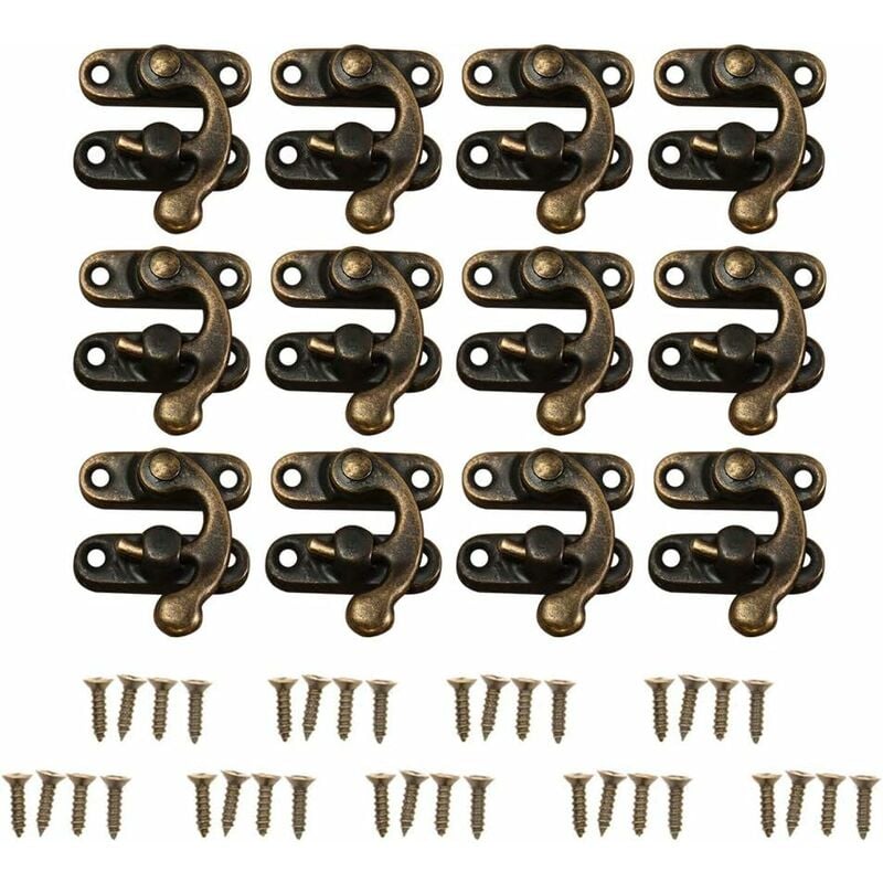 5 Sets Antique Hook Hasp Vintage Swing Lock Clasp Right Latch Closure Red  Copper with Screws for Suitcase Briefcase Jewelry Wooden Boxes