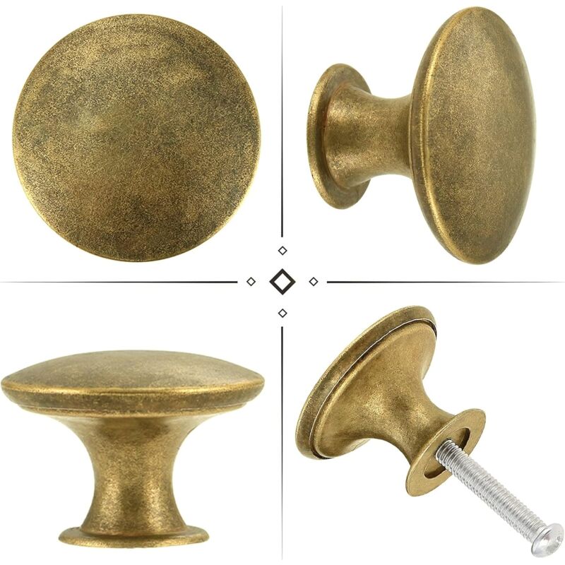 12 x GOLD / BRASS KNOBS 32mm with white centres cupboard cabinet door knob  (31)