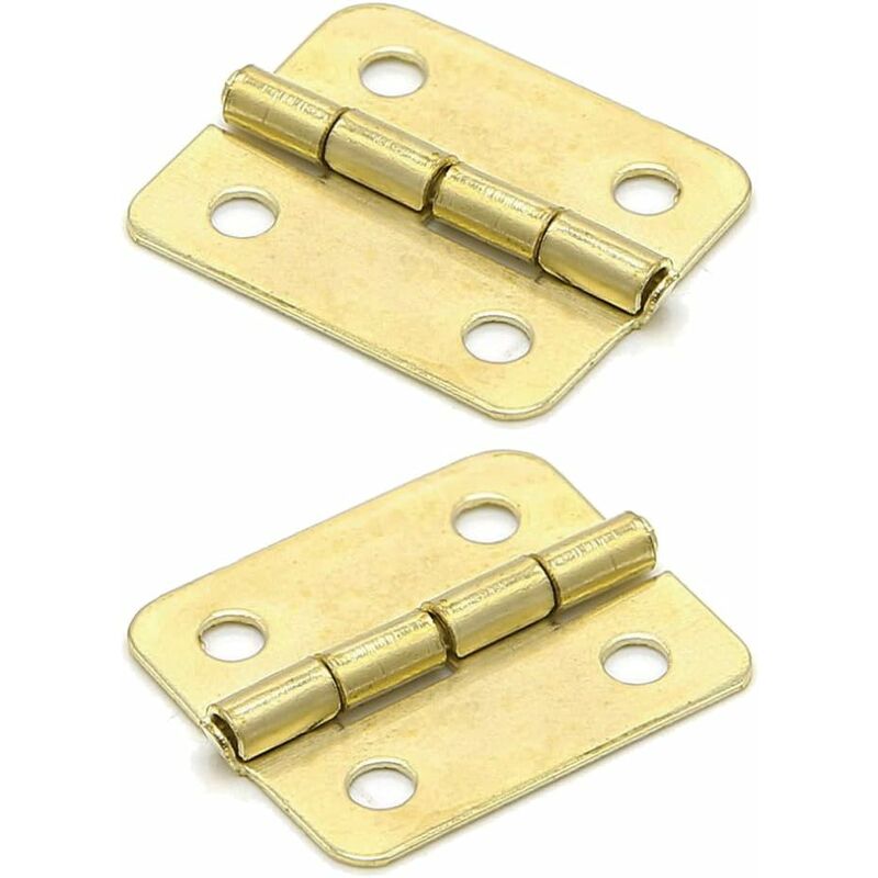 100 Pieces Mini Hinge Retro Hinges Brass Hinge Connectors Small Metal Hinges  Miniature Hinge with Screws Cabinet Door Drawer Chest