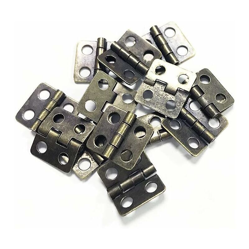 NORCKS 50 Pieces Mini Hinges Retro Butt Hinges with 200 Pieces Replacement  Hinge Screws, with Plastic Contain Box (Gold)