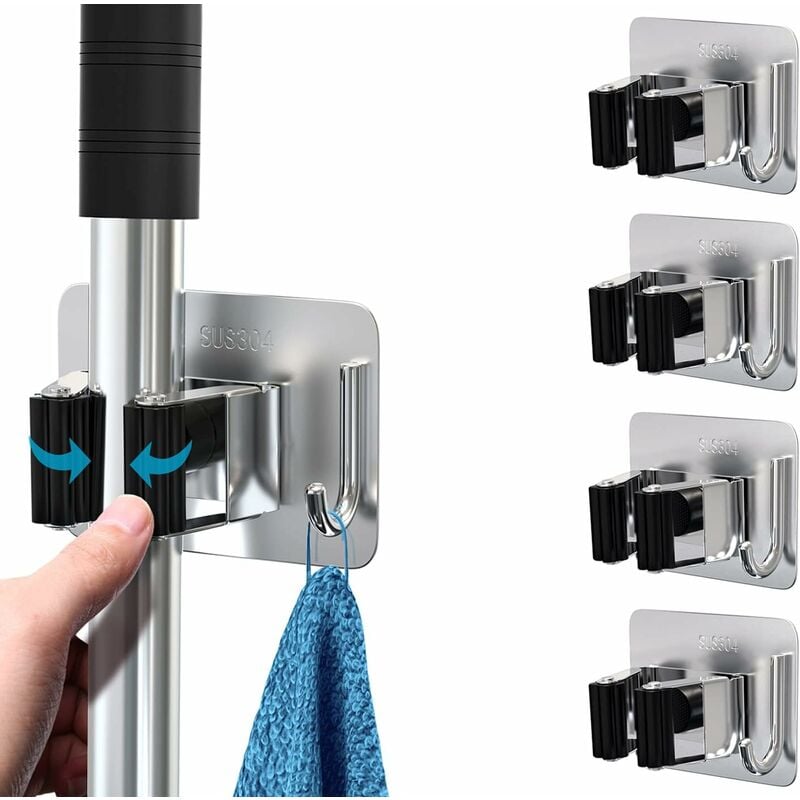 Reusable Heavy Duty Suction Cup Waterproof Hooks for Broom and Mop, Bathroom,  Shower, Kitchen, Bedroom, Mop Closet Organizer 2-pack 