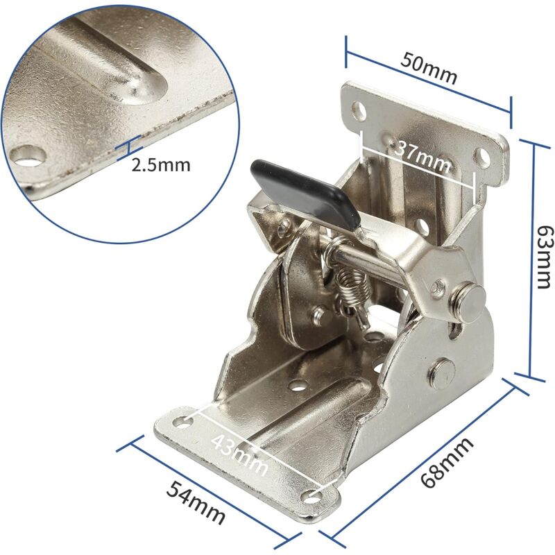 NORCKS Set of 4 Folding Hinges Self-Locking Sheet Steel Folding