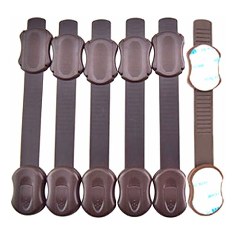 NORCKS Multipurpose Child Proof Safety Baby Proofing Cabinet Locks with  Adhesives Adjustable Strap Latches to Cabinets Drawers Cupboard Oven Fridge  Closet Seat Door Window Brown 6pcs