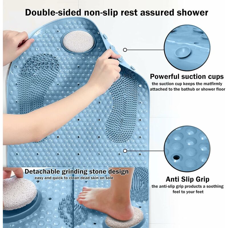 Non-slip Bath Mat, Square Shaped Shower Mat Mildew Resistant Pvc Bathtub  Mat With Suction Cups, Antibacterial Durable Foot Massage Mat For Bathroom  48