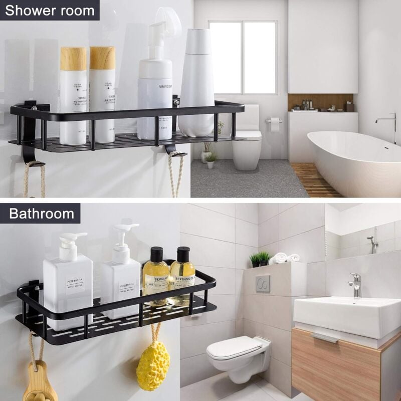 Wall-Mounted Bathroom Shelf Toiletries Storage Rack Shower Wall