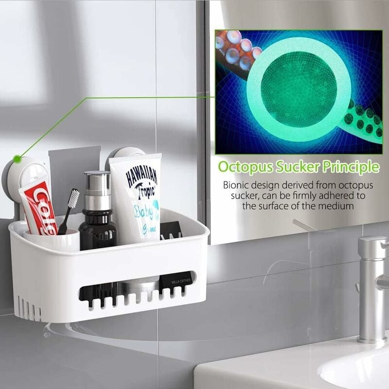 LUXEAR Suction Cup Corner Shower Caddy Wall Mounted Shower Shelf