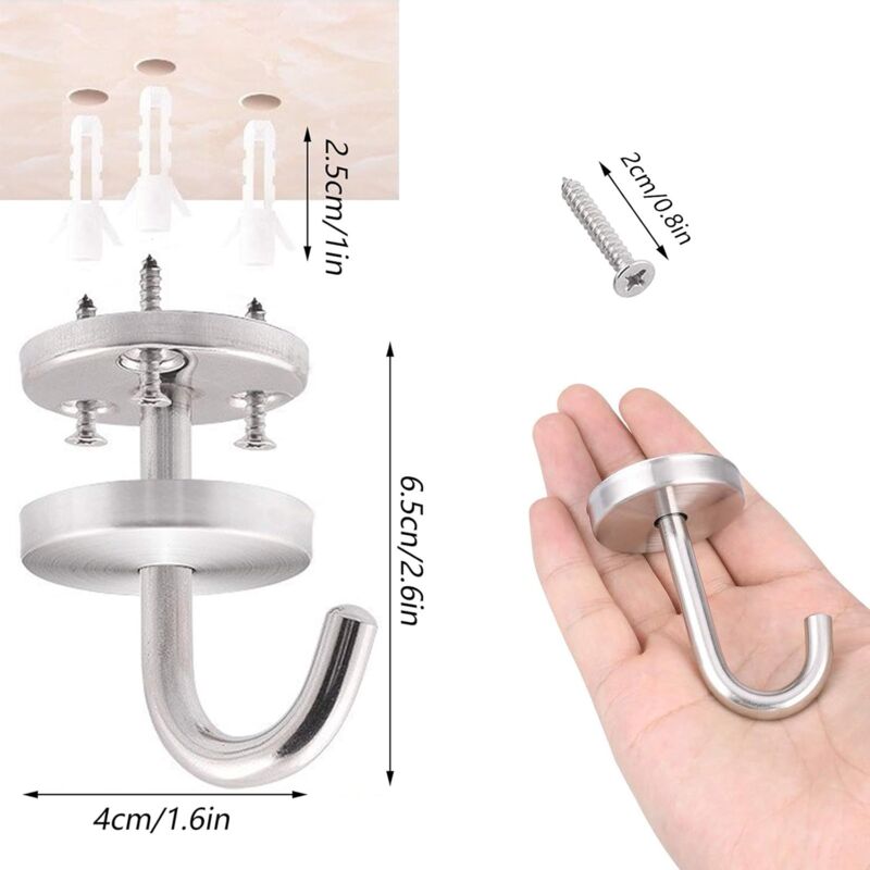 Adhesive Ceiling Hook, Adhesive Ceiling Hooks for Hanging Light Plants,  Without Drilling, Ceiling Hooks for Plants, Wind Chimes, Decorations,  Lights