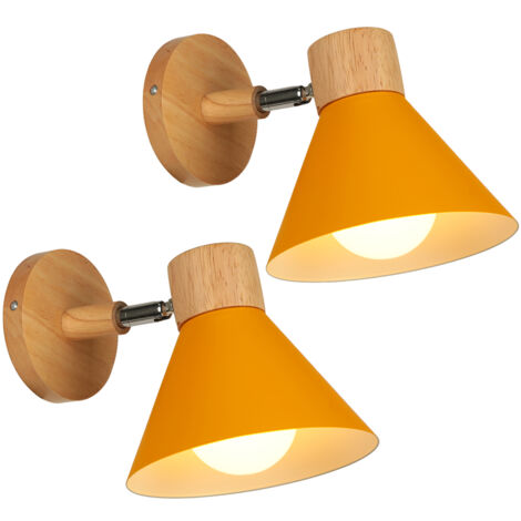 (2X) Retro Indoor Wall Light Metal Wall Lamp E27 Vintage Wall Sconce For Bedroom Living Room Bathroom (Orange) (1/5)