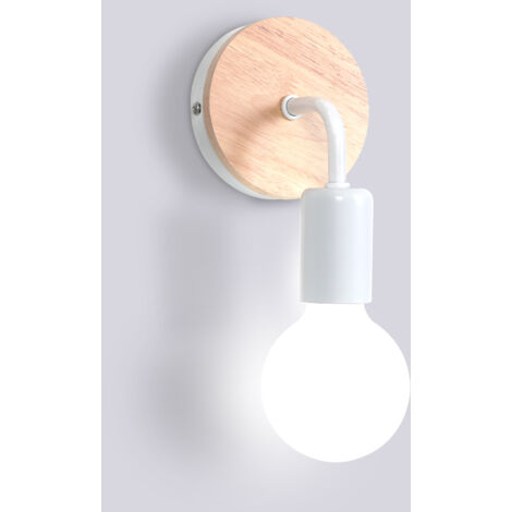 Retro Wall Lights Vintage Wall Lights E27 Modern Wood Wall Light For Kids Room Bedroom Bar Hotel (No Bulb) White