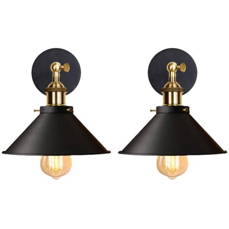 2PCS Metal Iron Wall Lights Retro Industrial Loft Wall Sconce Vintage Wall Light For Bedside Reading Cafe Black 22Cm (1/5)