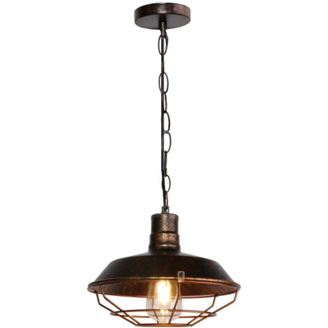Vintage Pendant Light Industrial Ceiling Lamp Metal Iron Retro Pendant Lights For Bedroom Cafe Bar Rust 26Cm (1/5)