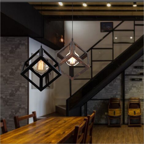 Modern Colorful Pendant Light Cube Shape Pendant Lights Vintage Retro Ceiling Lamp Rust (1/5)