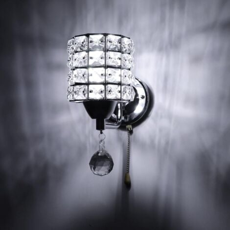 Modern Wall Lights Crystal Wall Light Elegant Style Creative Cylinder Wall Sconce For Living Room Dining Room Bedroom Silver(2 Pack)