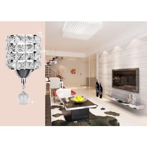 Modern Wall Lights Crystal Wall Light Elegant Style Creative Cylinder Wall Sconce For Living Room Dining Room Bedroom Silver(2 Pack)