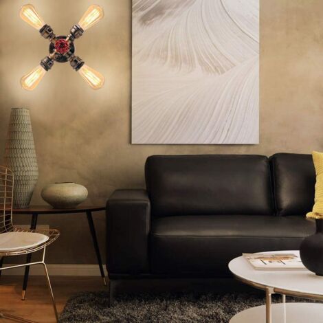 Industrial Ceiling Light Retro Water Pipe Ceiling Lights E27 Light Socket For Bar Restaurant Study Lobby (Rust)