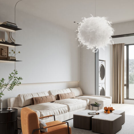 Creative Ø25CM Romantic Pendant Lights Pure White Feather Pendant Light Modern Chandelier E27 Nordic Pendant Lights