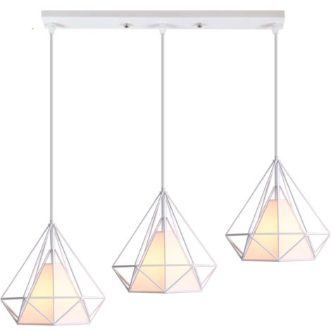 25CM Retro Industrial Pendant Lights 3 Lights Vintage Pendant Light Metal Iron Lamp Shade E27 White For Living Room, Kitchen, Corridor