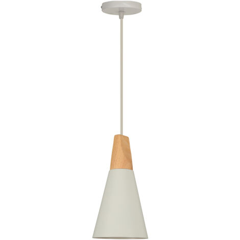 Modern Pendant Light White, Metal Wooden Lamp Shade, Nordic Pendant Lights Contemporary Style Pendant Lights Retro Hanging Lamp Bulb Not Included (1/5)