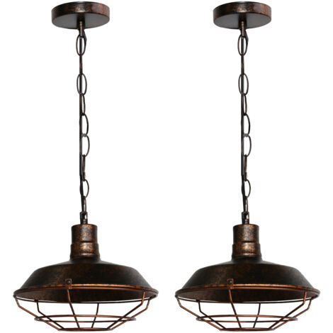 2X Retro Pendant Light 260MM Vintage Industrial Rust Pendant Lights Metal Iron Chandelier Antique Pendant Lights (1/5)