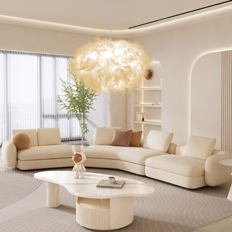 White Feather 45CM Pendant Light Modern Chandelier E27 Feather Lampshade Nordic Pendant Lights For Living Room Dining Room Bedroom