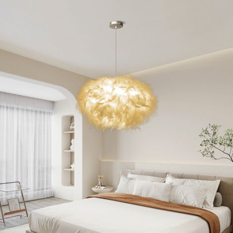 White Feather 45CM Pendant Light Modern Chandelier E27 Feather Lampshade Nordic Pendant Lights For Living Room Dining Room Bedroom