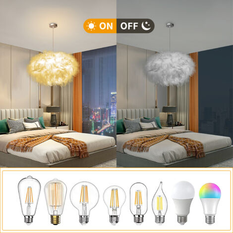 White Feather 45CM Pendant Light Modern Chandelier E27 Feather Lampshade Nordic Pendant Lights For Living Room Dining Room Bedroom