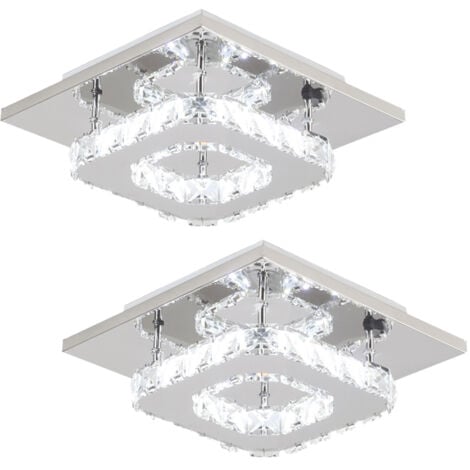 2X K9 Crystal Chandelier Glass Ceiling Lamp Led Modern Ceiling Light For Office Living Room Bedroom Kitchen Living Room Cold White