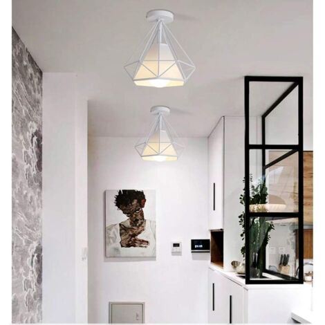 Nostalgia Antique Chandelier Retro Vintage Ceiling Lights Diamond Industrial Ceiling Light For Bar Cafe White 25Cm