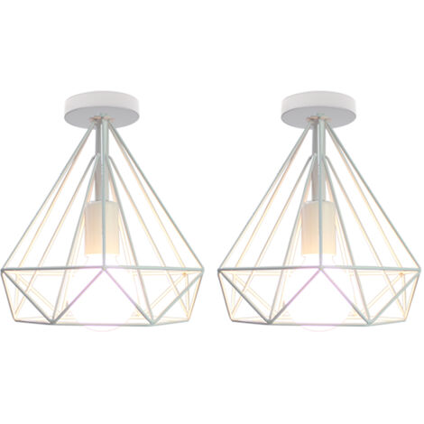 Modern Ceiling Light 25CM Vintage Ceiling Light, Retro Indoor Ceiling Lamp For Home Office Restaurant Cafe (2PCS, White) (1/5)