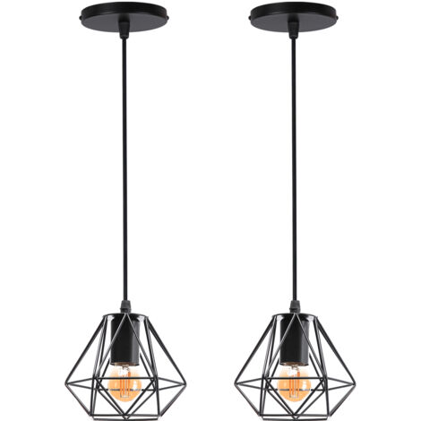 2PCS Retro Classic Pendant Light Antique Black Pendant Lights Metal Industrial Ceiling Light For Kitchen Bedroom Living Room Bar Cafe (1/5)