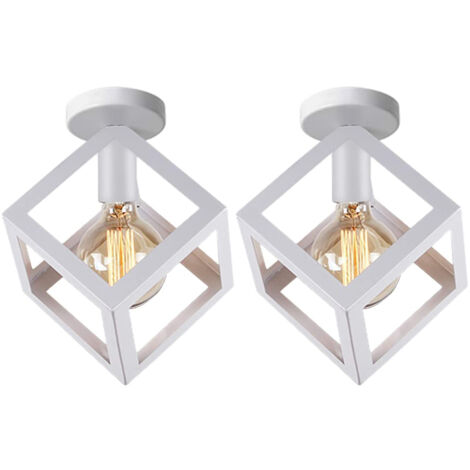 2X Creative Cube Chandelier Vintage Ceiling Lights Antique Iron Metal Ceiling Light For White Bar Office (1/5)