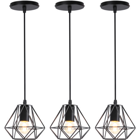 3PCS Retro Classic Pendant Light Antique Black Pendant Lights Metal Industrial Ceiling Light For Kitchen Bedroom Living Room Bar Cafe (1/5)