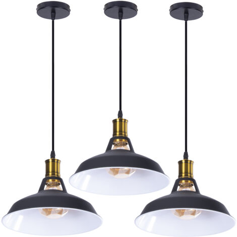 3X Retro Chandelier Antique Vintage Pedant Light Iron Metal Ceiling Light Black Industrial Ø27CM For Kitchen Bedroom Living Room Cafe Office Bar (1/5)